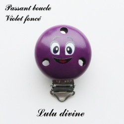 Pince / Clip en bois, attache tétine, passant, Smiley 