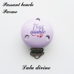 Pince / Clip en bois, attache tétine, passant, Petit diable