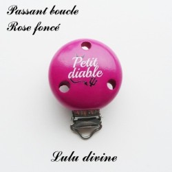Pince / Clip en bois, attache tétine, passant, Petit diable