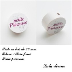 Perle en bois de 20 mm, Perle en bois, Petite princesse