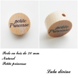 Perle en bois de 20 mm, Perle en bois, Petite princesse