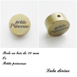 Perle en bois de 20 mm, Perle en bois, Petite princesse