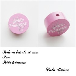 Perle en bois de 20 mm, Perle en bois, Petite princesse 2