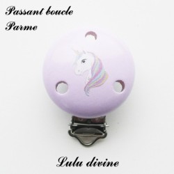 Pince / Clip en bois, attache tétine, passant, Licorne