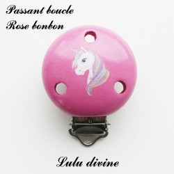 Pince / Clip en bois, attache tétine, passant, Licorne 2