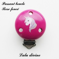 Pince / Clip en bois, attache tétine, passant, Licorne