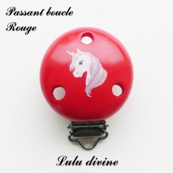 Pince / Clip en bois, attache tétine, passant, Licorne
