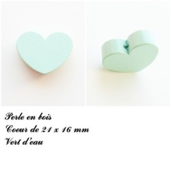 Perle en bois de 21 x 16 mm, Perle plate Coeur