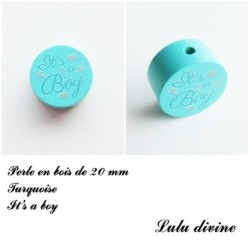 Perle en bois de 20 mm, Perle en bois, It's a boy