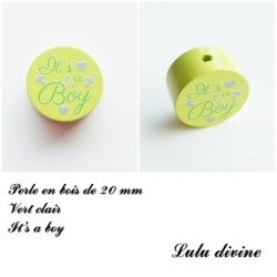 Perle en bois de 20 mm, Perle en bois, It's a boy