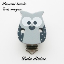 Pince / Clip en bois, attache tétine, passant, Hibou/ Chouette