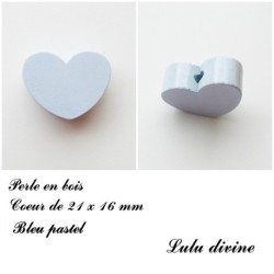 Perle en bois de 21 x 16 mm, Perle plate Coeur