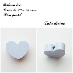 Perle en bois de 30 x 25 mm, Perle plate Coeur