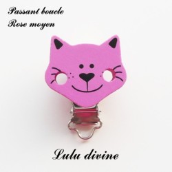 Pince / Clip en bois, attache tétine, passant, Chat