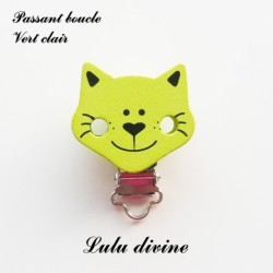 Pince / Clip en bois, attache tétine, passant, Chat