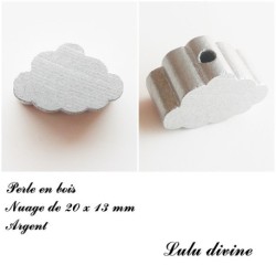 Perle en bois de 20 x 13 mm, Perle plate Nuage