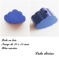 Perle en bois de 20 x 13 mm, Perle plate Nuage