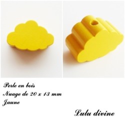 Perle en bois de 20 x 13 mm, Perle plate Nuage