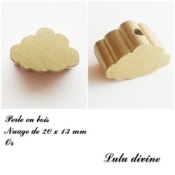 Perle en bois de 20 x 13 mm, Perle plate Nuage