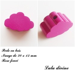 Perle en bois de 20 x 13 mm, Perle plate Nuage