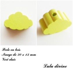Perle en bois de 20 x 13 mm, Perle plate Nuage