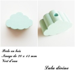 Perle en bois de 20 x 13 mm, Perle plate Nuage
