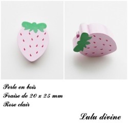 Perle en bois de 20 x 25 mm, Perle plate Fraise