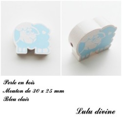 Perle en bois de 30 x 25 mm, Perle plate Mouton
