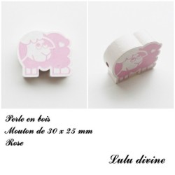 Perle en bois de 30 x 25 mm, Perle plate Mouton