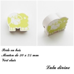 Perle en bois de 30 x 25 mm, Perle plate Mouton