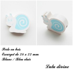 Perle en bois de 28 x 22 mm, Perle plate Escargot 