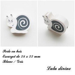 Perle en bois de 28 x 22 mm, Perle plate Escargot 