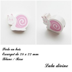 Perle en bois de 28 x 22 mm, Perle plate Escargot 