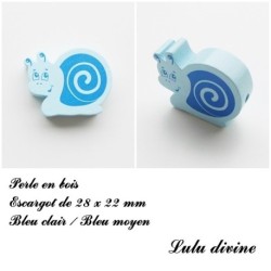 Perle en bois de 28 x 22 mm, Perle plate Escargot 