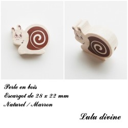Perle en bois de 28 x 22 mm, Perle plate Escargot  2