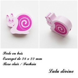Perle en bois de 28 x 22 mm, Perle plate Escargot 