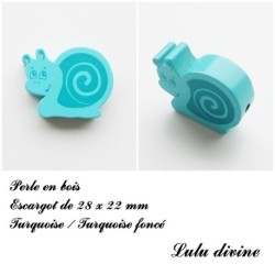 Perle en bois de 28 x 22 mm, Perle plate Escargot 