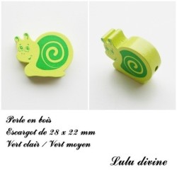 Perle en bois de 28 x 22 mm, Perle plate Escargot 