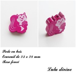 Perle en bois de 23 x 28 mm, Perle plate Ecureuil 2