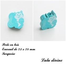 Perle en bois de 23 x 28 mm, Perle plate Ecureuil