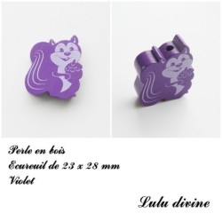 Perle en bois de 23 x 28 mm, Perle plate Ecureuil