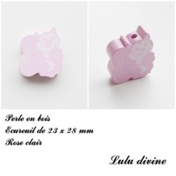 Perle en bois de 23 x 28 mm, Perle plate Ecureuil