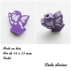 Perle en bois de 28 x 24 mm, Perle plate Fée 2