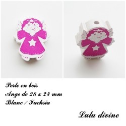 Perle en bois de 28 x 24 mm, Perle plate Ange 2