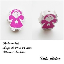 Perle en bois de 28 x 24 mm, Perle plate Ange
