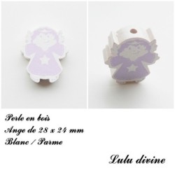 Perle en bois de 28 x 24 mm, Perle plate Ange