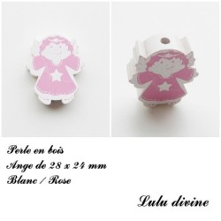 Perle en bois de 28 x 24 mm, Perle plate Ange