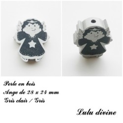 Perle en bois de 28 x 24 mm, Perle plate Ange