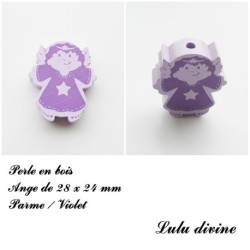 Perle en bois de 28 x 24 mm, Perle plate Ange