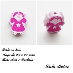 Perle en bois de 28 x 24 mm, Perle plate Ange
